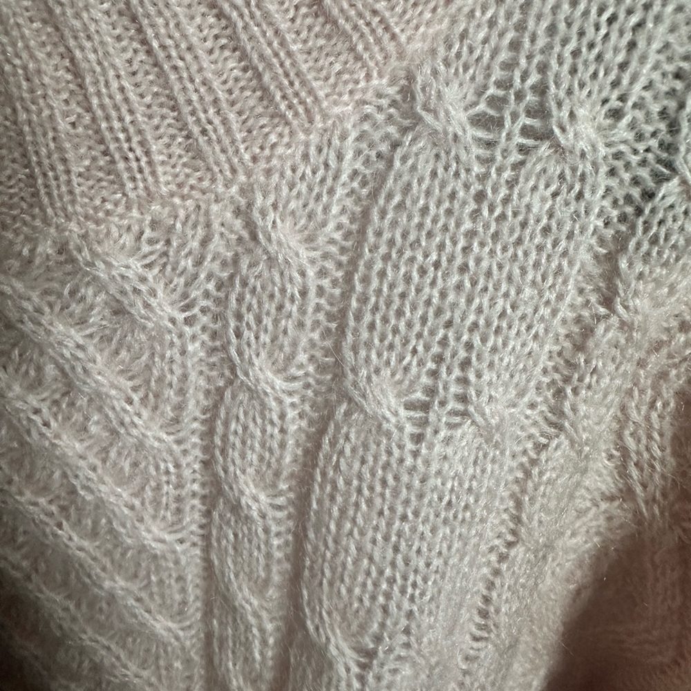 Vtg Blush Pink Cable Knit Sweater Mohair Blend M - Picture 4 of 5